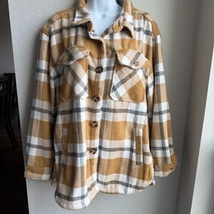 Plaid Button-Up Women's Shacket jacket shirt
